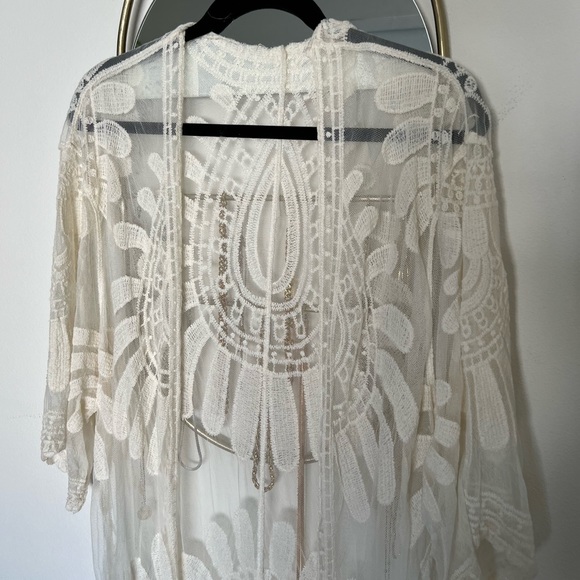 🦋 Floral bohemian sheer kimono beach cover up - Picture 9 of 12
